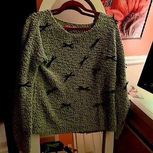 Grey bow-full sweater